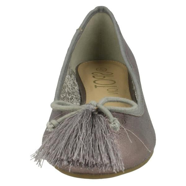 Spot On Ladies Spot On Flat Ballerinas With Tassel Bow Trim