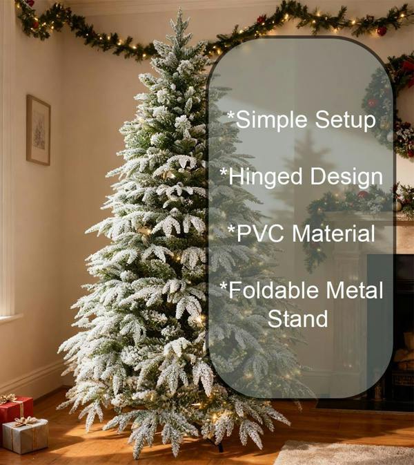4ft to 10ft Pre-Lit Green Lapland Fir Christmas Trees with Warm White LEDs and Metal Stand image 5