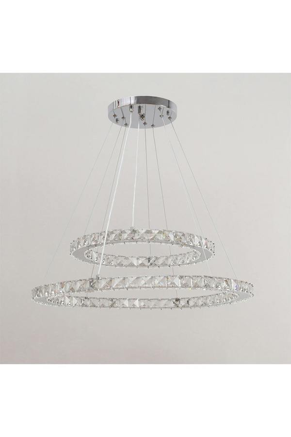Living and Home Modern 2-Tier Adjustable Crystal LED Pendant Light 40+60cm