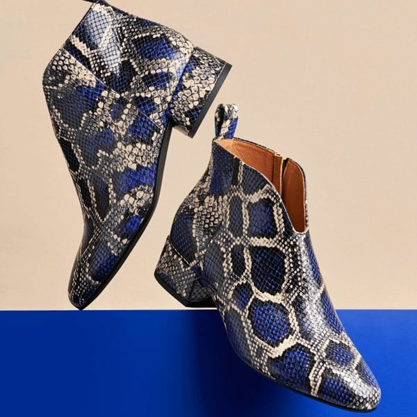 Embassy London Iris - Blue Snake - Women's leather ankle boot with soft insoles