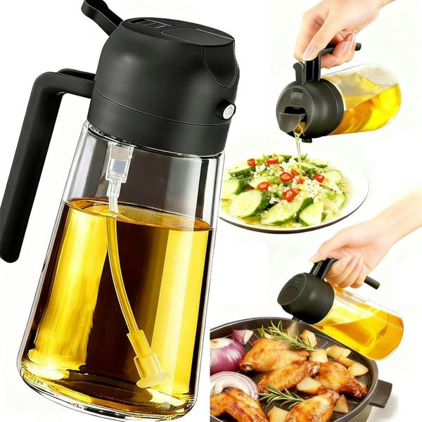 Dyzi Olive Oil Sprayer And Pourer 470ml Plastic Kitchen Bottle