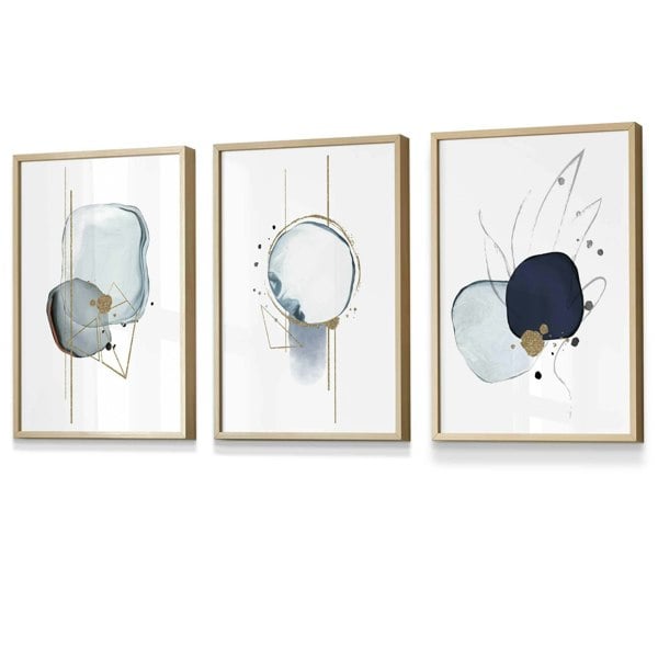 Framed Set of 3 Abstract Winter Mood Art Prints | Artze Wall Art UK