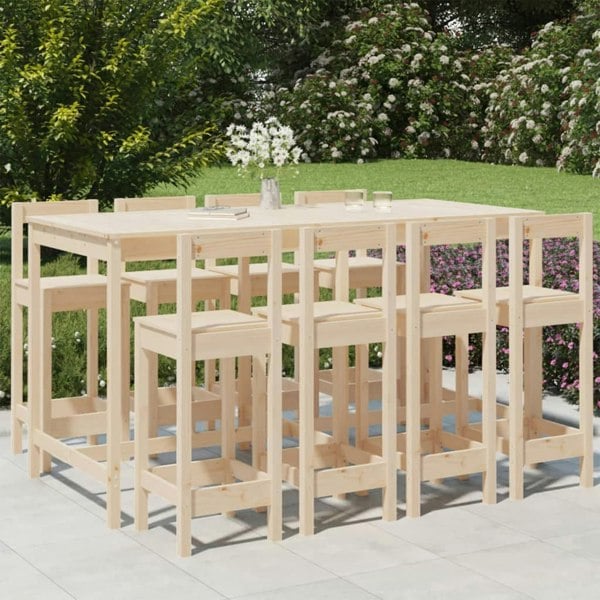 Berkfield 9 Piece Garden Bar Set Solid Wood Pine