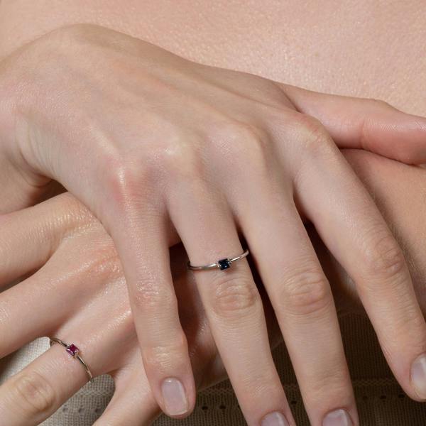 Adjustable Blue Ring for Women with a Square Zirconia Stone - namana.london