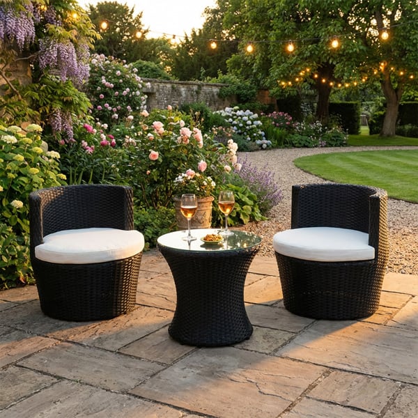 Comfy Living Chic 3-Piece Rattan Bistro Furniture Set - Enhance Your Outdoor Dining Experience