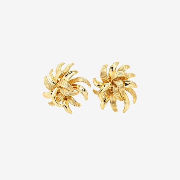 Uchi & Soto Kinmokusei Gold Floral Statement Stud Earrings
