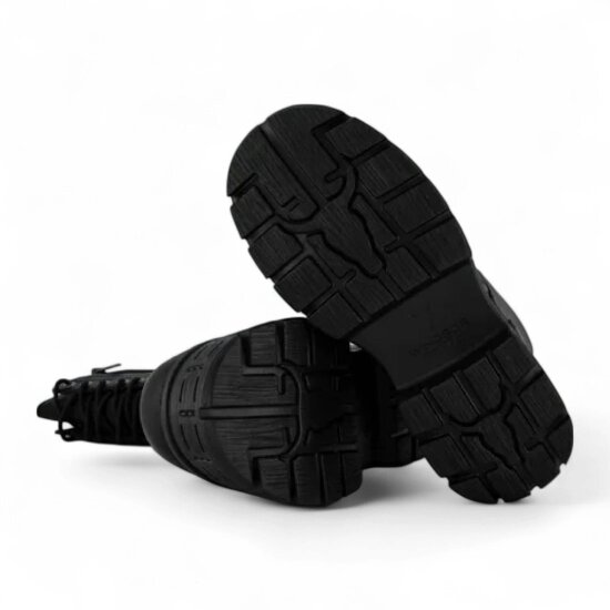 Windsorsmuth Screaming - Women's Black Mid-Calf Leather Platform Boots
