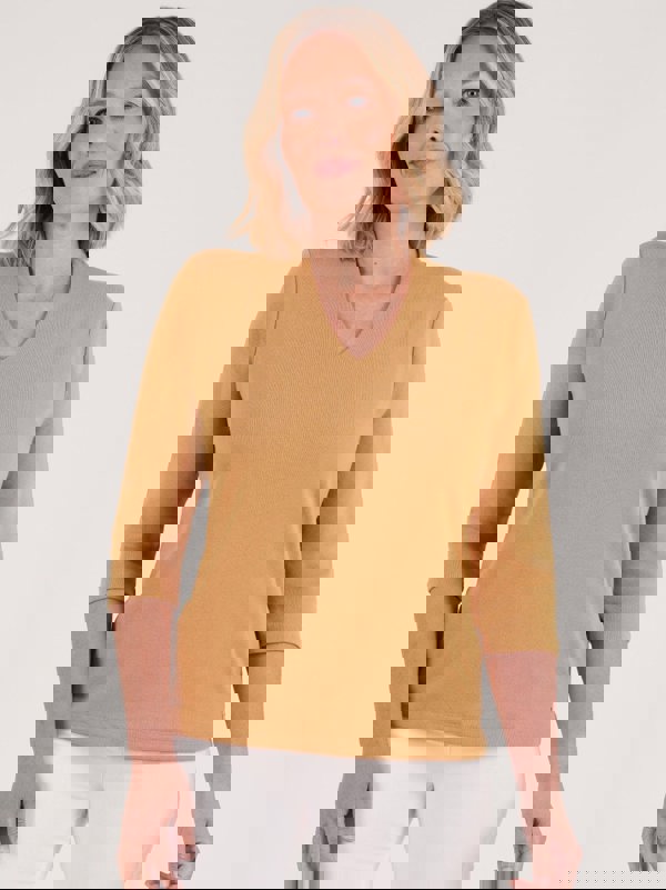 PennyPlain High Back V-neck Top - Gold