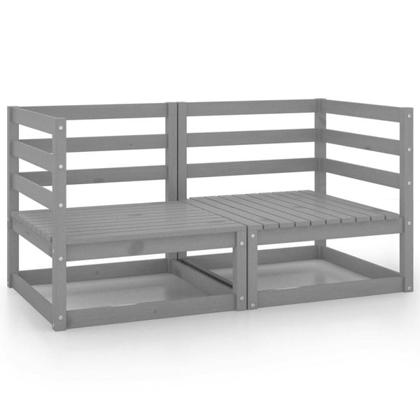 Berkfield Garden Corner Sofas 2 pcs Grey Solid Wood Pine