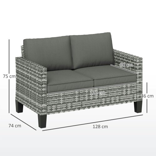 Wyld Haus Kalazi Rattan Light Grey 2 Seater Outdoor Sofa With Cushions