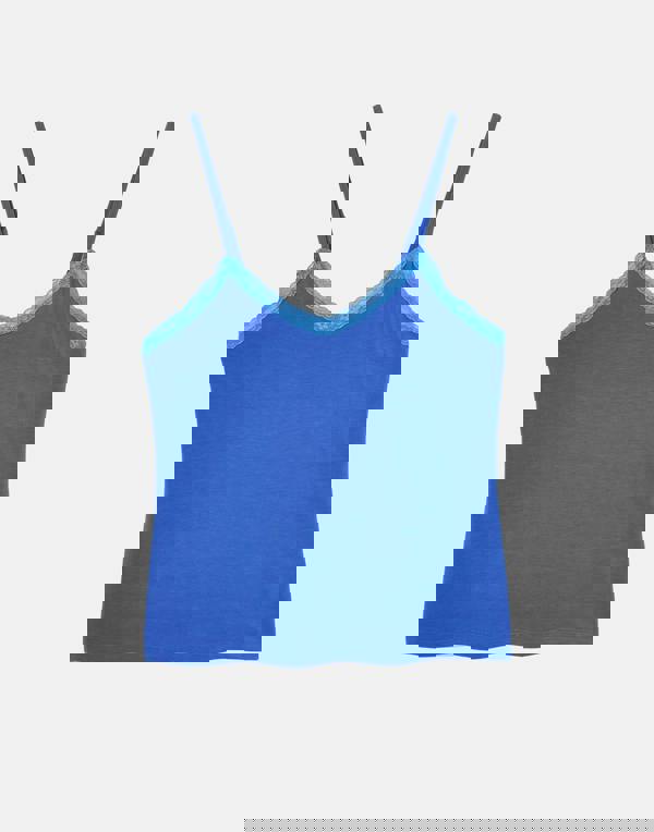 British Boxers Women's Bamboo Lace Camisole Short Pyjama Set - Ultra Blue