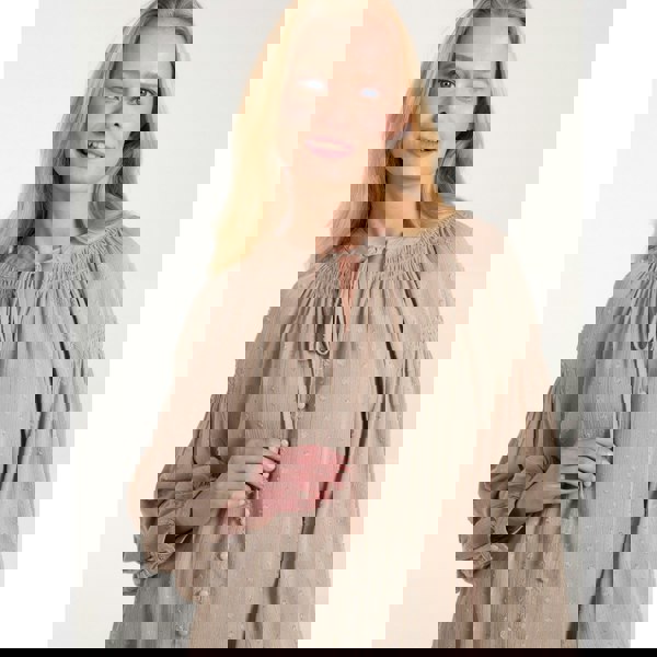 Blue Vanilla Long Cuff Sleeve Button Down Tie Front Shirt