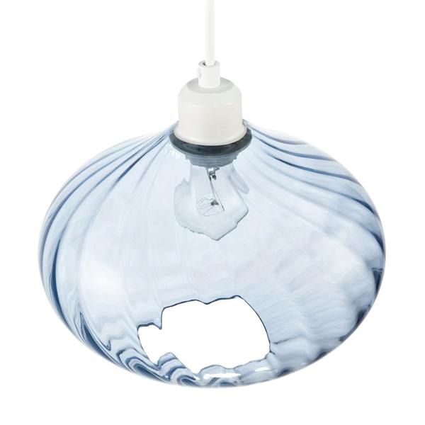 Modern Designer Dusty Blue Line Twisted Glass Pendant Lighting Shade Image 3