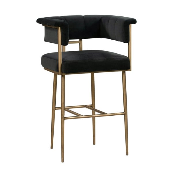 Furniture Edit Astrid Grey Velvet Bar Stool