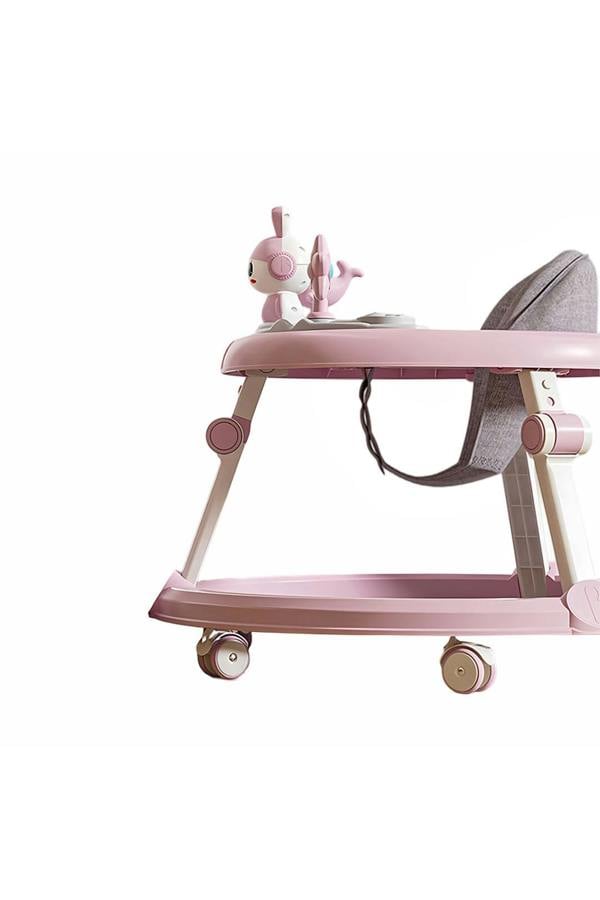 Living and Home Anti-Rollover Foldable Baby Walker with Music Toy Tray