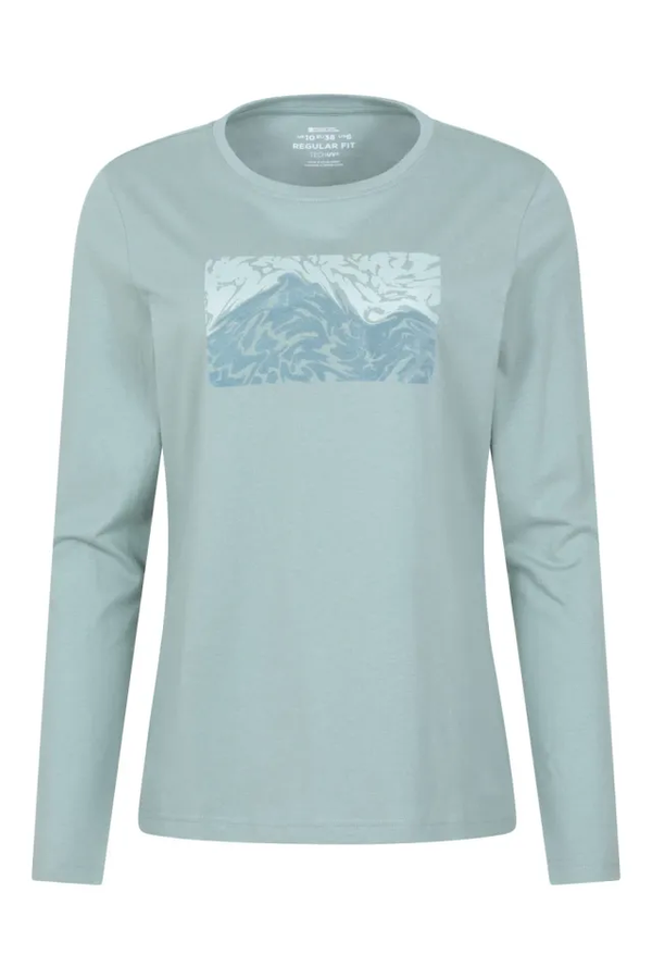 Mountain Warehouse Womens Flocked Mountain Long Sleeve UV Protection T-Shirt - Light Khaki