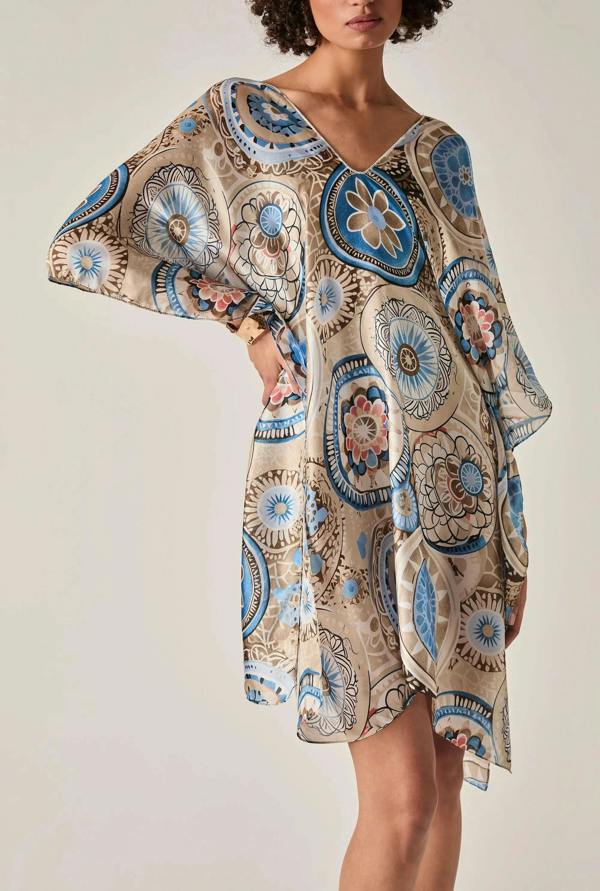 James Lakeland Beige Mandala Print Kaftan