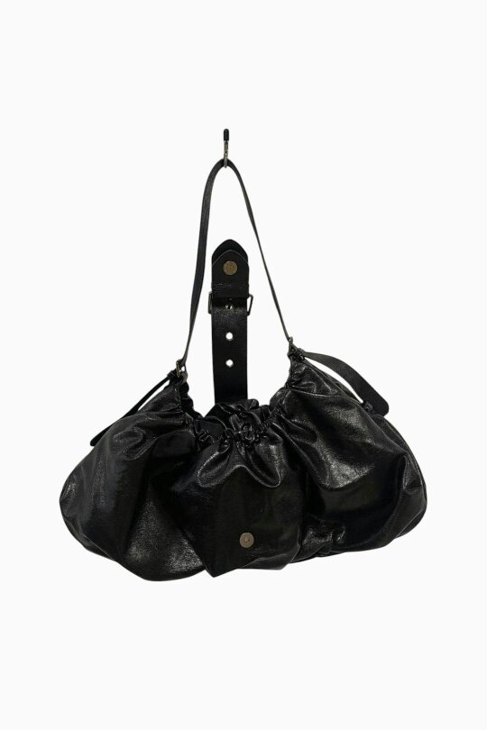 SVNX Buckle Gathered Shoulder Bag in Black