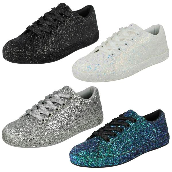 Spot On Ladies Spot On Glitter Trainers F7100