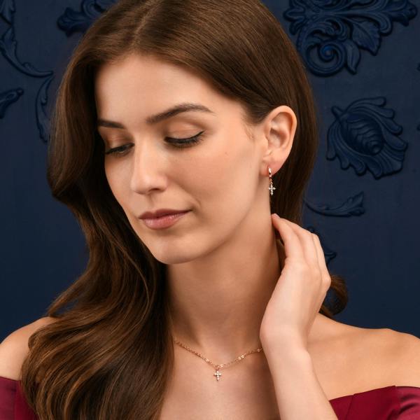 Zavana Dainty Rose Gold Plated Cross Pendant Necklace for Women