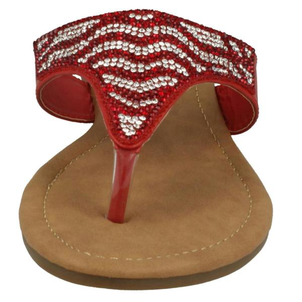 Savannah Ladies Savannah Flat Diamante Toe Post Sandals