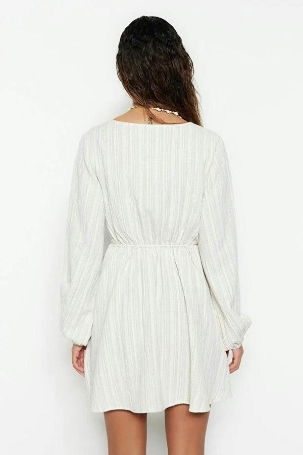 WOVCOR Woven Tie Detail Beach Mini Dress