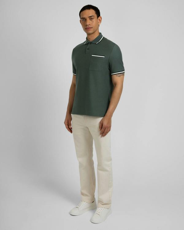 Steel & Jelly Tolworth - Textured Polo Shirt With Contrast Rib