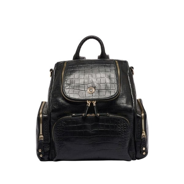 KeriKit England Amber Midi Embossed Leather Backpack - Black