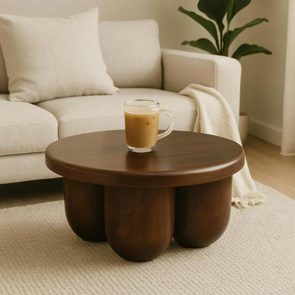Artisan Furniture Solid Wood Clara Sculpted Coffee Table, Brown
