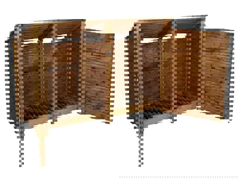 Arbor Garden Solutions Wooden Log Store (Roof Sloping Back) with Doors W-187cm, H-126cm or 180cm, D-88cm - Brown Finish