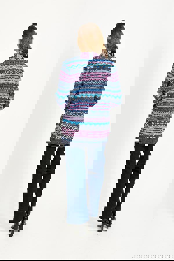 Aztec Print Pocket Detail Longline Cardigan