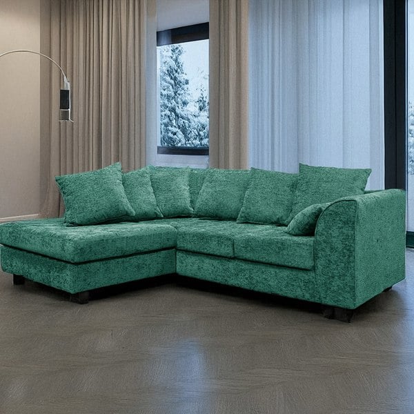 Furnishings For Less Monaco Chenille Fabric 4 Seater L Shaped Corner Sofa