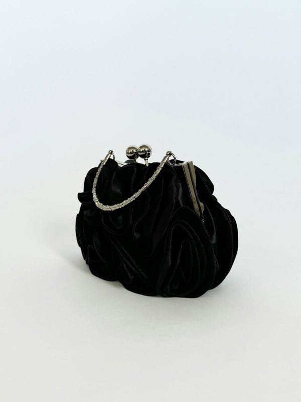 SVNX 3D Rose Clutch Bag in Black