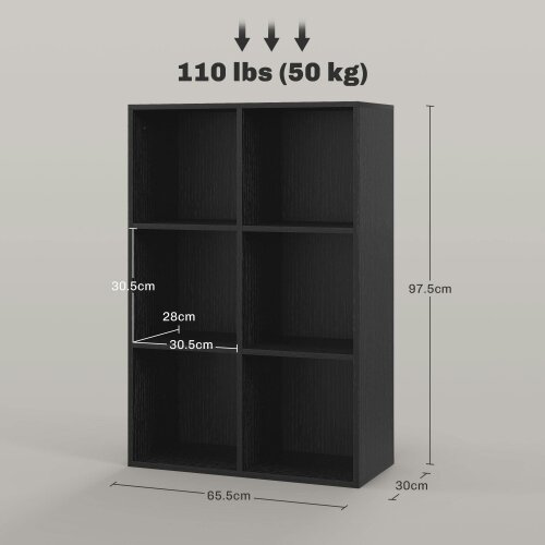 Wyld Haus Sasu Wood Black Effect 6 Cube Storage Bookcase