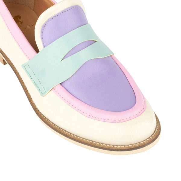 Embassy London Kay - Multi Pastel - Women's leather dressy almond toe loafer in pastel colours