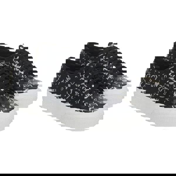 Superga Womens/Ladies Hearts Vegan Leather Trainers - Black/Silver - 