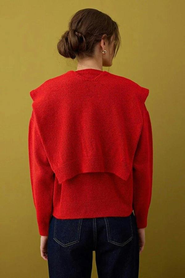 WOVCOR Soft Textured Knit Sweater with Shawl Detail