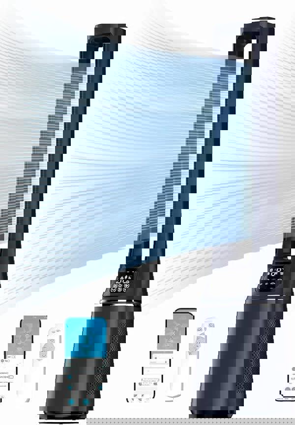 Midea MBF150BSUK 2-in-1 Bladeless Tower Fan 10 Speed Settings Dark blue