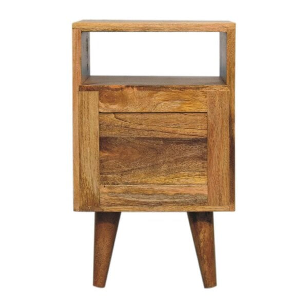 Wyld Haus Parma Mini Oak Mango Wood Classic Open Bedside Table 2 Drawers and Shelf