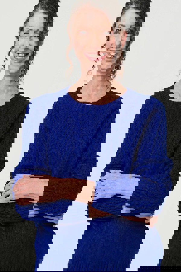 Blue | Textured Long Sleeve Jumper
