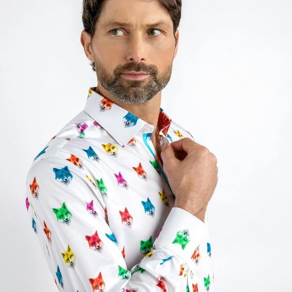 FOXES BEJEWELED PRINT SHIRT - Premium Men's Patterned Shirt by Claudio Lugli | Bold Design, Tailored Fit, Best Printed Shirts