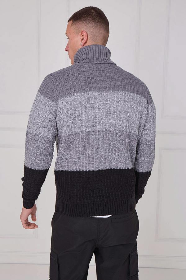 Men's Textured Roll Neck Jumper