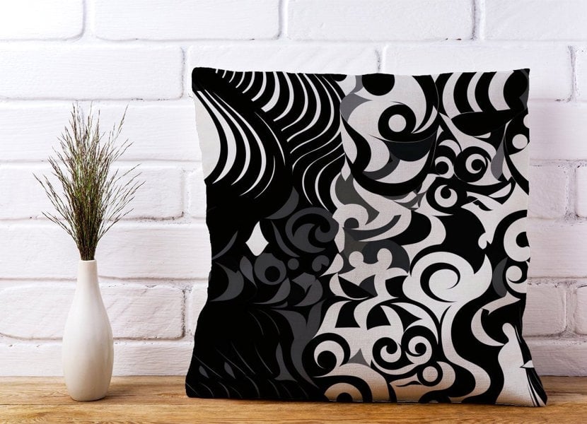 Warren Reed Black Grey Abstract Cushions