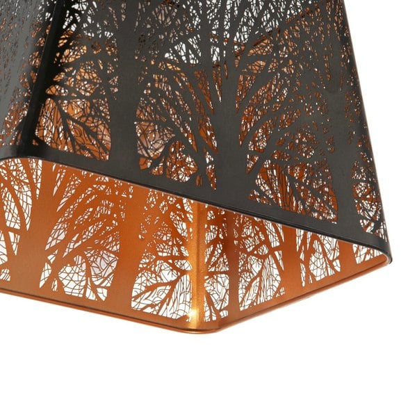Matte Black Tree Forest Pendant Lighting Shade with Satin Gold Inner Image 3