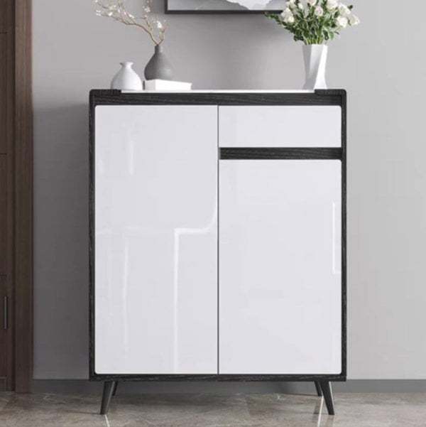 Kamen Shoe Storage, White with shoe storage sideboard