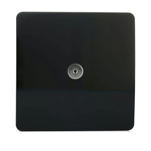 Trendi Switch 1 Gang Female Co-Axial Television Socket in Piano Black