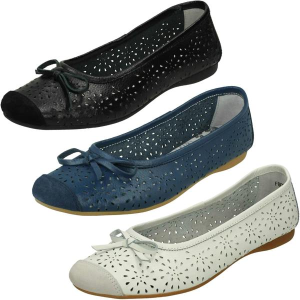 Spot On Ladies Spot On Detailed Ballerina Flats F8006