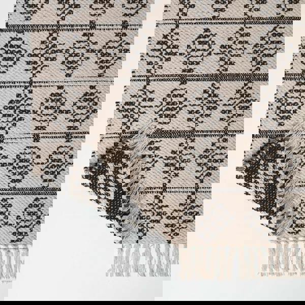 HOMESCAPES Adana Handwoven Monochrome Cotton Textured Rug