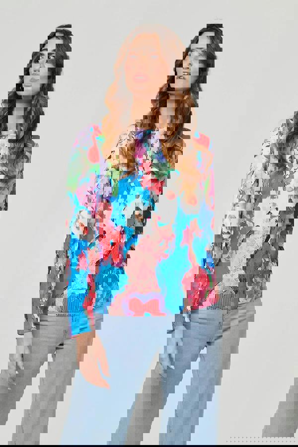 Blue | Abstract Long Sleeve Slim Jumper