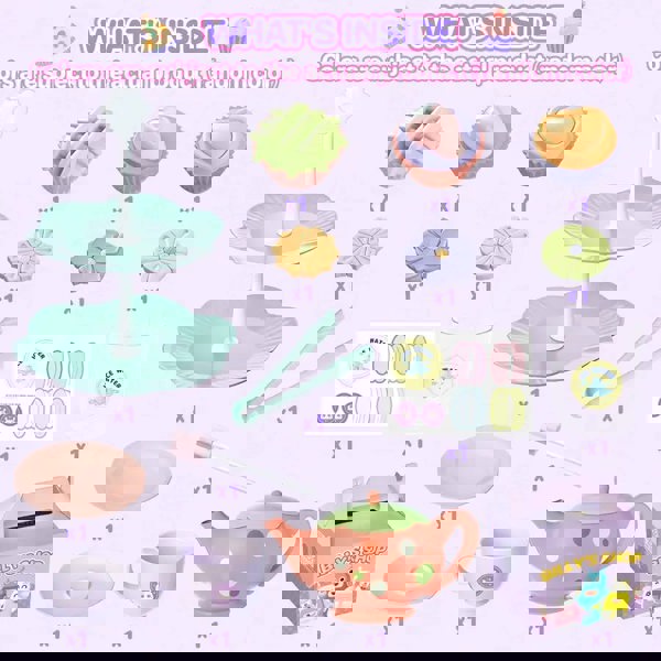 deAO Toys 3-in-1 Color Changing Tea Party Set Pretend Play